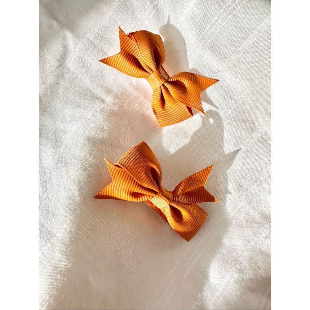 Orange color mini hair bows - for women, babies, dogs, or cats